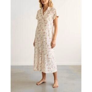 Lauren Ralph Lauren 100% Silk Floral Button Front Midi Dress Vintage Cottagecore